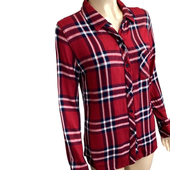 Rails Hunter Carmine Navy white Tatum plaid button up shirt size small - Picture 7 of 12